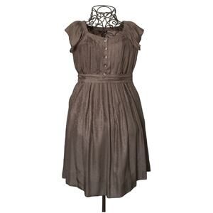 Beautiful Banana Republic Brown 100% Silk Dress Flutter Sleeve Size: 14